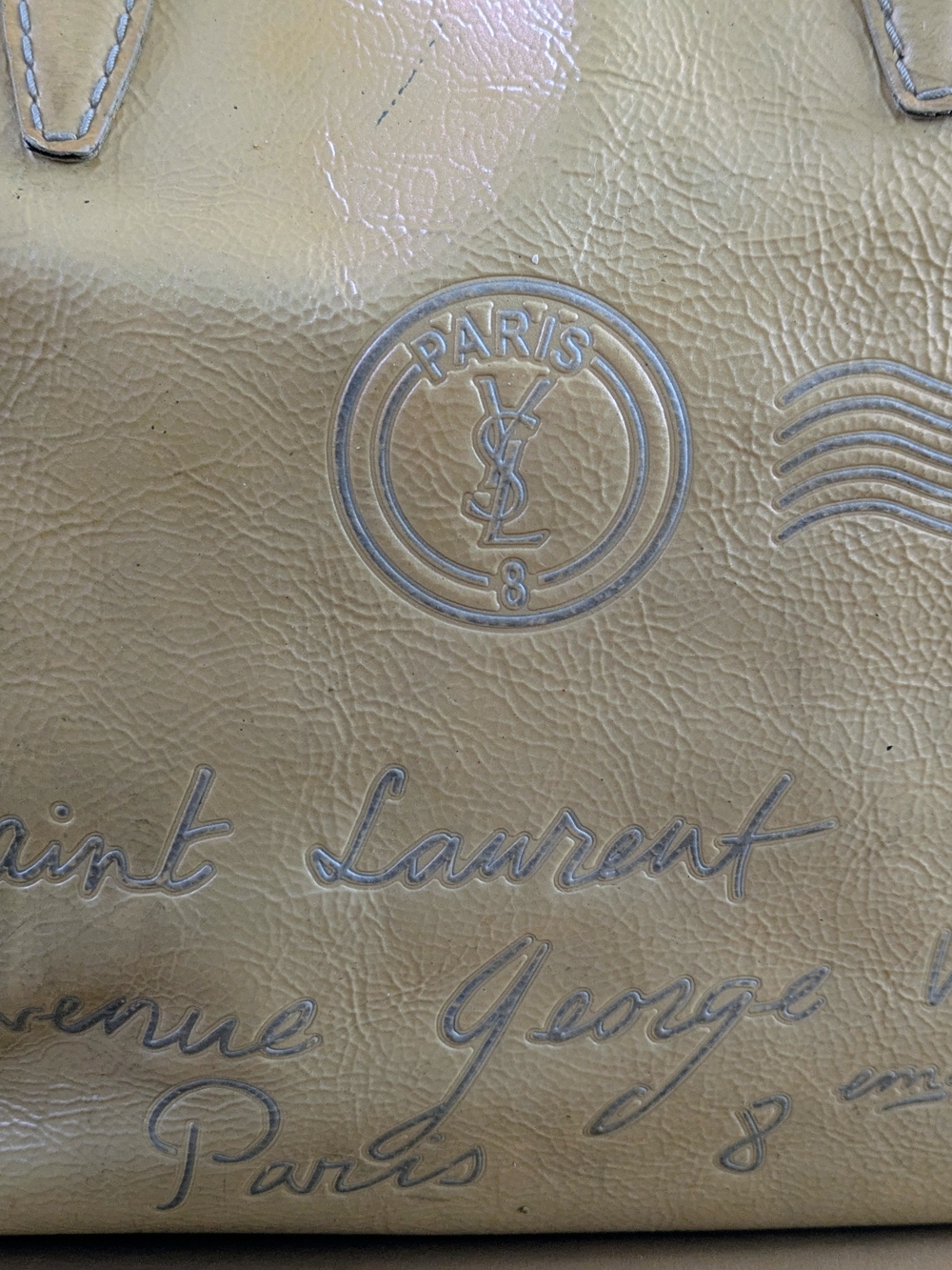 Yves Saint Laurent YSL Camel Beige Patent Leather Tote Bag Authentic - Picture 3 of 16